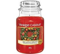 Yankee Candle Sarkano ābolu vainags Liela burka svece Degšanas laiks līdz 150 stundām