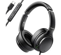INFURTURE austiņas ar mikrofonu, vadu USB C/Type-C trokšņu slāpēšanas austiņas ar mikrofonu, 28 dB ANC, vieglas, 195 g, vadu austiņas darbam/ceļošanai/birojam/darbnīcai/ datoram