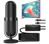 OBEST Digitālā TV antena iekštelpām ar pastiprinātāju, DVB-T2 iekštelpu TV antena visām programmām ar 5 m kabeli