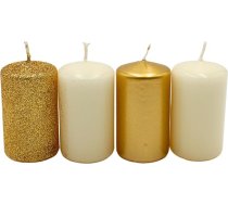 Adventa sveces, Adventa sveces, Adventa vainaga sveces, zelta un ziloņkaula krāsā, dažādos toņos, izmērs H/ diametrs aptuveni 7 x 4 cm, 250 g, degšanas laiks 4 x 10 stundas