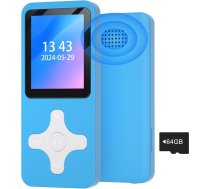 Gueray 64 GB MP3 atskaņotājs ar Bluetooth 5.0 Mūzikas atskaņotājs ar iebūvētu skaļruni Digitālais audio atskaņotājs ar skaņas ierakstītāju FM radio E-grāmatu vārdnīca Fotoattēls