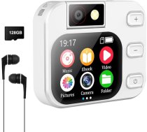 MP3 atskaņotāji ar Bluetooth 5.4, portatīvais mūzikas atskaņotājs ar kameru, 2,01 collu LCD skārienjūtīgais ekrāns, HiFi skaņa, balss ierakstīšana, skaļrunis, e-grāmata, 128 GB atmiņas karte, austiņas