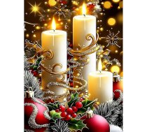 Lxmsja 5D Diamond Painting Christmas, Diamond Painting Christmas Candle Adults, Diamond Painting Pictures, Full DIY Diamond Art Painting Embroidery Set, Cross Stitch Pictures, Home Wall Decor, 30 x 40