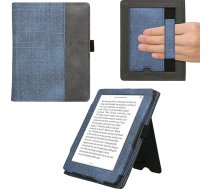 kwmobile Flip Case saderīgs ar Kobo Aura Edition 1 - Rokas siksna - vāks Tumši zils Tumši pelēks