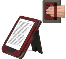 kwmobile Aizsargvāciņš saderīgs ar Kobo Clara 2E / Tolino Shine 4 Flip Case - vāciņš ar siksniņu - Heart Brush Dark Red