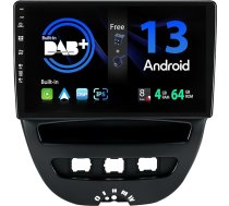 SXAUTO Iebūvēts DAB Android 13 IPS auto radio Toyota Aygo/Peugeot 107/Citroen C1 (2005-2014) - Iebūvēts Carplay/Android Car - Kamera + MIC - 4G + 64G - 360-CAM SWC Fast-Boot WiFi -2 DIN 10,1 collu