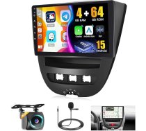 Hikity 8 Core/4G + 64G/DSP Android auto radio Peugeot 107/Toyota Aygo/Citroen C1 2004-2014 ar bezvadu Android Car Play, 10,1 collu skārienekrāns ar BT GPS GPS WiFi RDS/FM radio atpakaļgaitas kamera
