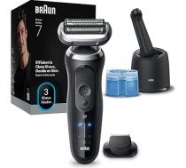Braun Series 7 vīriešu elektriskais skuveklis, 60 minūšu akumulators, skuveklis, 4-in-1 tīrīšanas stacija, bezvadu mitrais un sausais skuveklis, ražots Vācijā, ūdensizturīgs, N7200cce, melns