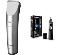 Panasonic ER-1411s profesionāls matu trimmeris akumulatora un tīkla darbināšanai un Panasonic ER-GN300 deguna matiņu trimmeris, elastīgs deguna matiņu, ausu matiņu un uzacu apgriešanai, sūkšanas funkcija, melns