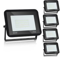 5 LED āra prožektori, 30 W, 2550 lm, īpaši spilgti āra prožektori, 3000 K dienasgaismas baltā starmeši, IP66, staru leņķis 120° prožektori pagalmam, garāžai, dārza dekorēšanai, silti