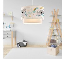 lux.pro Lurgan Bērnu istabas lampa E27 LED Piemērots piekaramais gaismeklis ar auduma abažūru un dubulto koalu motīvu 70 cm augsts, balts