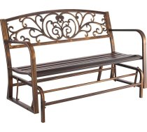 VEVOR Dārza soliņš Dārza mēbeles Soliņi 127 cm 250 kg kravnesība, terases soliņš ar metāla rāmi no oglekļa tērauda, balkona soliņš ar roku balstiem, lieveņa soliņš dārzam, parkam, pagalmam, patio