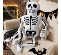 Lanpn Spooky Skeleton spilvens, smieklīgs Halloween plīša spilvens, mīksts pildīts spilvens, liels gotikas spilvens dāvana, dīvāns dīvāns gulta gulta istaba ballīte iekštelpu āra šausmu dekori, balts