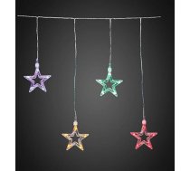 Hellum 152715 LED gaismas aizkars krāsains ar 10 dekoratīvām zvaigznēm, iekštelpu gaismas aizkars ar 10 virtenēm un 50 krāsainām LED diodēm, pasaku gaismas krāsains logs, Ziemassvētku dekoratīvais logs, 2,25 m 40 cm
