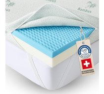 Welldora Premium Topper 90 x 200 cm - ideāli piemērots neērtam matracim, dīvānam un atsperu gultai, abpusējs ar 2 cietības pakāpēm, ortopēdiskais 5 zonu matrača pārvalks, Oeko-Tex, bambusa un speciālists