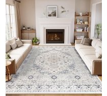 Capslpad Grey Vintage paklājs Dzīvojamā istaba 200 x 300 cm Retro neslīdošs īss kaudzes mākslīgās vilnas paklājs mazgājams mīksts guļamistabas paklāji dzīvojamā istaba guļamistaba guļamistaba biroja zona ēdamistaba