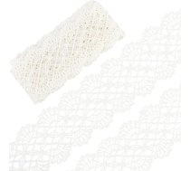 GORGECRAFT 2,7 m Venēcijas mežģīņu lenta 6,6 cm plata balta zīda izšūta ziedu malas mežģīņu apdare šūšanai amatniecības izstrādājumu kleitu apģērbiem vakarkleitas dekorēšanai dāvanu iepakojums mājas dekors