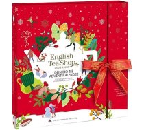 ETS Premium tējas adventes kalendārs ar loku "Sarkanie Ziemassvētki", 25 organiskās tējas piramīdās, augļu tēja, zāļu tēja, ziemas tēja