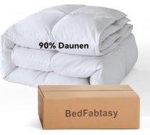 BedFabtasy dūnu sega 135 x 200 cm, 90 % pūkas un 10 % spalvas, Visu gadu sega 135 x 200 cm, 100 % kokvilna, piemērota alerģiskiem cilvēkiem, Oeko-Tex 100, Downpass, RDS sertificēta dzīvnieku labturības jomā