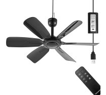Portatīvs griestu ventilators ar tālvadības pulti 3 ātrumi USB kontaktdakša DC 5V 6 lāpstiņas iekštelpu/āra RV kempinga telts nojume lapene pludmales piekaramais kluss