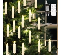 Lewondr Candela Candela Candles Ziemassvētku eglīte, 30 LED mirgojošas nedegošas klipu Ziemassvētku gaismiņas ar taimera tālvadības pulti un 4 režīmiem, pasaku gaismas Ziemassvētku eglīšu rotājumi Ziemassvētkiem, bēšs