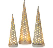 Sziqiqi Ziemassvētku eglīte tējas gaismas turētājs Ziemassvētku galda rotājums: 28 cm Vintage balto koku sveču turētājs ar 3 LED svecēm - dekoratīvs metāla sveču turētājs Ziemassvētku rotājums iekštelpās ēdamistabai