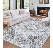 LuxFocus paklājs, 160 x 230 cm Vintage paklājs, iekštelpu apdrukāts lietots paklājs, daudzplākšņains paklājs, salokāms akcenta paklājs, viegls virtuves, dzīvojamās istabas, guļamistabas, ēdamistabas, pelēks
