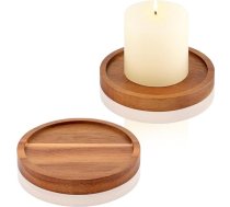 HALE OTEIR Rustic Wooden Pillar Candle Holders - lauku mājas tējas gaismas turētāji 3,5" svecēm, galda rotājums kāzām un Ziemassvētkiem, neliels kafijas vai ēdamistabas dekors, 2 gab. iepakojums