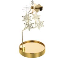 Uonlytech Tējas gaismas karuselis Ziemassvētku tējas gaismas turētājs Zelta rotējošās sveces turētājs Metāla sveču turētājs Sniegpārsliņas piekariņš Valentīna dienas dāvanas Kāzu galda rotājums Votive Adventes rotājums