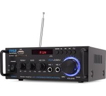 Pyle bezvadu Bluetooth Stereo jaudas pastiprinātājs - 200W divkanālu skaņas audio stereo uztvērējs ar RCA, USB, SD, MIC IN, FM radio, mājas kinozāles izklaidei, izmantojot RCA, studijas izmantošanai