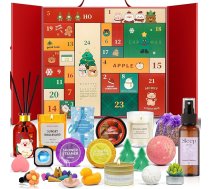 SCENTORINI Ziemassvētku smaržu adventes kalendāra dāvanu komplekts, 24 dažādu aromterapijas produktu aromātiskās sveces, smaržīgie maisiņi un auto smaržas u. c., labākās dāvanu idejas, Ziemassvētku kalendāra atpakaļskaitīšanas kalendā