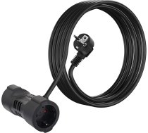 Āra pagarinājuma kabelis 2 m, pagarinājuma kabelis IP44, ar divvirzienu aizsargkontaktu ligzdām mājas biroju un mitrajām telpām, rozetei 2 x 1,0 mm², līdz 250 V/16 A, melns