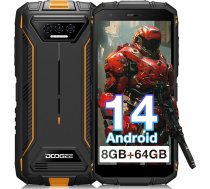 DOOGEE S41T Āra mobilais tālrunis bez līguma [2025], 6300 mAh, 8GB RAM + 64GB/ 1TB paplašināma ROM, Android 14 Āra viedtālrunis 5,5 collu HD+ IP68/P69K, 13MP kameras, 4G Dual SIM NFC/OTG/GPS