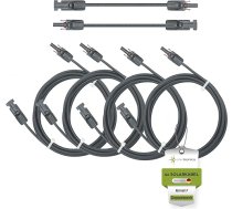 solartronics Solārais kabelis dubultā iepakojumā 4 x 1,5 m 6 mm² H1Z2Z2-K melns un melns Saules kontaktdakša abās pusēs Pagarināšanas kabelis 6 mm² Ražots Vācijā Ar 0% PVN Saskaņā ar UStG 12. panta 3. punktu (4 x 1,5