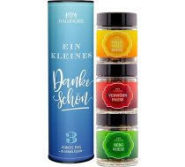 Hallingers Ein kleines Dankeschön - 3 veidu tējas dāvanu komplekts, vaļējas un vegāniskas tējas skrūvējamās burciņās, tējas asorti kā dāvana (komplekts) - dāvanu idejas Ziemassvētki un dāvanas Adventes kalendārs | Dzimšanas dienas spī