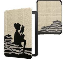 kwmobile Flip Case saderīgs ar Amazon Kindle Paperwhite (2024)/Colorsoft Case - eReader Case - lasīšanas vāciņš, melns, bēšs