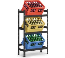 SONGMICS GYL001B01 Izlietņu kastes statīvs 3 dzērienu kastēm, 3 līmeņi, katrā līmenī līdz 30 kg, dzērienu plaukts, alus kastes statīvs, tērauds, kastes statīvs, ūdens kastes plaukts, tintes melnā krāsa