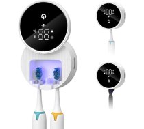 Zobu birstes sterilizators ar UV gaismu un 60°C žāvētāju - inteliģents sensors, uzlādējams zobu birstes turētājs, montējams pie sienas, nav urbšanas, 2 vietas zobu birstei