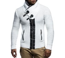 Leif Nelson Vīriešu Cardigan šalles apkakle, Slim Fit, ziemas atpūta, jaka vasara - Modern vīriešu džemperis Chunky Knit Sweat Jacket garām piedurknēm - Vīriešu melns Hoodie džemperis - 5165