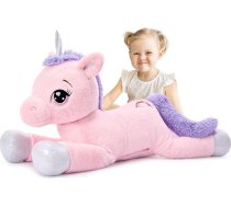 MorisMos Milzīgs vienradzis Cuddly Toy XXL, 110 cm rozā ceriņi liels vienradzis plīša rotaļlieta pildīta rotaļlieta, dzimšanas diena Ziemassvētku dāvana meitenēm bērniem bērniem