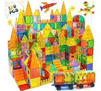 Olvy Magnētiskie Montessori konstruktori Montessori rotaļlieta - 120 magnētiskie klucīši bērniem - magnētiskā konstruktoru rotaļlieta no 3 gadiem - gudri rotaļu laukumi, magnētiskie klucīši, magnētiskais komplekts bērniem (120 magnētiskie