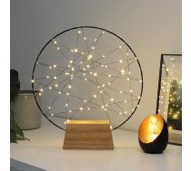 579369 LED sapņu ķērājs, diametrs 30 cm, LED gredzens ar 80 silti baltām LED diodēm, LED gaismas vainags iekštelpās ar taimeri un tālvadības pulti, dekoratīvs gredzens ar pamatni, gaismas vainags logam ar koka apdari