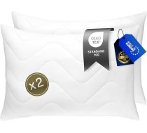 FAM' Home Luksusa spilvens 60 x 70 cm, 2 komplekti - galvas spilvena tilpuma pildījums (820 g) - ergonomisks balts miega spilvens - viegla kopšana - spilvens alerģijas slimniekiem 60 x 70 cm, mazgājams līdz 95 °C - elpojošs