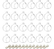 NUPTIO Pack of 24 Hanging Glass Tea Light Holders Globe 6 cm Diametrs, tējas gaismas sveču turētājs Kāzas Ziemassvētki Halovīni DIY dāvanas, dārza rotājumi Sveču turētājs āra apgaismojums