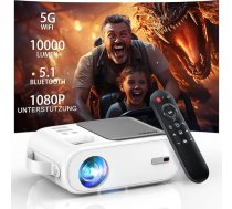 XIWBSY 10000 lūmena mini projektors ar 1080P, 5G WiFi LED mājas kinozāles portatīvais projektors, Bluetooth projektors, saderīgs ar TV Stick/X-Box/DVD/Laptop/Smartphone/Android/HDMI/USB