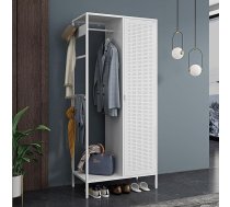 [lv.casa] Puumala Skapis 180 x 80 x 45 cm Guļamistabas skapis Metāla skapis ar 4 nodalījumiem un 1 drēbju turētāju Garderobes skapis Metāla balta krāsa