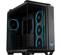ASUS TUF Gaming GT502 Horizon TG ARGB Black Modular Dual Chamber Case (panorāmas dizains, 4 iepriekš uzstādīti ARGB ventilatori, priekšējais panelis, ātrgaitas USB Type-C, melns)