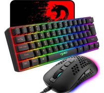 KUIYN 60% vadu kompakta spēļu tastatūra 61 taustiņš 11 taustiņi 11 pilni taustiņi RGB aizmugurgaismojuma efekti Anti-Ghosting + vadu gaismas spēļu pele Optiskā pele Honeycomb + peles paliktnis