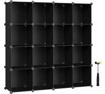 Songmics 16 kubu plauktu sistēma, apavu statīvs, DIY kubu plaukts, stackable, PP plastmasas, skapis, istabas dalītājs, guļamistabai, birojam