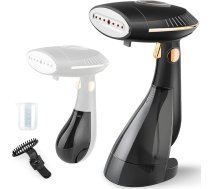 MidingChai tvaicētājs ar tvaiku 1500 W salokāms ceļojumu gludeklis ar 2 ūdens tvertnēm 168 ml/288 ml Pārnēsājams tvaika gludeklis ceļojumiem birojā mājās (melns)